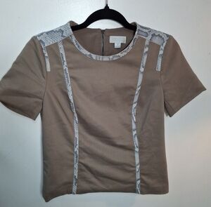 Carlisle New York Blouse Real Leather Detail Fully Lined Size 2/S